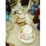 TWO TRIO'S OF MINTONS 'HADDON HALL' PATTERN CHINA TEA CUPS, SAUCERS AND SIDE PLATES, A CONTINENTAL
