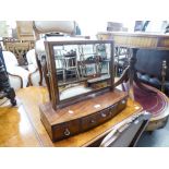 A LATE GEORGIAN STYLE MAHOGANY BOW FRONTED BOX TOILET MIRROR