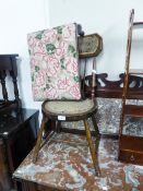 A MAHOGANY SINGLE CHAIR WITH SPINDLE BACK AND A FOOTSTOOL