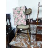 A MAHOGANY SINGLE CHAIR WITH SPINDLE BACK AND A FOOTSTOOL