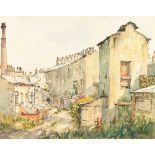 TERRY KIRMON PEN AND INK AND WATERCOLOUR DRAWING 'Skinpits, Haslingden' Signed, inscribed and