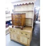 A MODERN PINE WELSH DRESSER WITH RAISED PLATE RACK, 3'9" WIDE