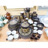 AN APPROX 68 PIECE MODERN DENBY OVEN TO TABLE WARE DINNER, TEA AND COFFEE SERVICE