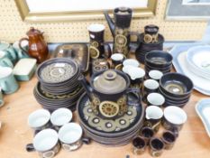 AN APPROX 68 PIECE MODERN DENBY OVEN TO TABLE WARE DINNER, TEA AND COFFEE SERVICE