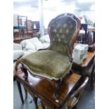 AN EARLY VICTORIAN MAHOGANY FRAMED OPEN ARMCHAIR