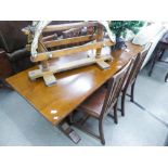 JUST PRE-OR POST WAR OAK REFECTORY DINING TABLE AND FOUR DINING CHAIRS