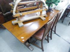 JUST PRE-OR POST WAR OAK REFECTORY DINING TABLE AND FOUR DINING CHAIRS