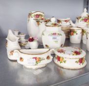 ROYAL ALBERT CHINA 'OLD COUNTRY ROSES' DECORATIVE WARES, 9 pieces comprising THREE VASES (ONE