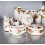 ROYAL ALBERT CHINA 'OLD COUNTRY ROSES' DECORATIVE WARES, 9 pieces comprising THREE VASES (ONE