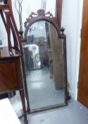 VICTORIAN MAHOGANY FRAMED LARGE ARCH TOPPED MIRROR
