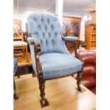 A VICTORIAN MAHOGANY SPOON BACK LADY'S CHAIR