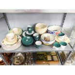 A GROUP OF GREEN DENBY PLATES, BOWLS ETC... AND OTHER POTTERY VARIOUS