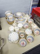 A 422 PIECE 1930's CHELSON CHINA TEA SERVICE, GILT VERMICULAR BORDERS ON A PALE BLUE GROUND, WITH