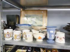 A PAIR OF EARLY 1800's ENGLISH PEARLWARE SOUP DISHES AND SUNDRY OTHER CHINAWARE AND A HEATON