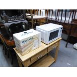 PANASONIC MICROWAVE OVEN AND A SEW LANE ELECTRIC OVERLOCK MACHINE (BOXED) (2)