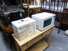 PANASONIC MICROWAVE OVEN AND A SEW LANE ELECTRIC OVERLOCK MACHINE (BOXED) (2)