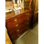 AN EARLY 19TH CENTURY MAHOGANY CHEST OF TWO SHORT AND THREE GRADUATED LONG DRAWERS, ON BRACKET FEET,