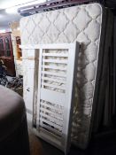 4'6" WHITE FINISH RAIL BEDSTEAD WITH SLATTED BASE