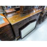 AN EDWARDIAN INLAID MAHOGANY DRESSING TABLE with swing mirror, TWO JEWEL DRAWERS, THREE SHORT OVER