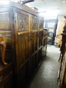 A GOOD QUALITY JUST PRE OR POST WAR POSSIBLY WARING AND GILLOW OAK BEDROOM SUITE OF TWO SINGLE