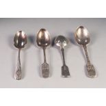THREE GEORGE V AND LATER FIDDLE PATTERN SILVER DESSERT SPOONS WITH BRIGHT CUT HANDLES, comprising: