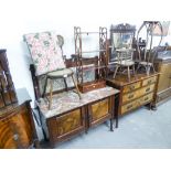 VICTORIAN WALNUTWOOD AM MAHOGANY TWO PIECE BEDROOM SUITE COMPRISING; A WASHSTAND WITH VEINED