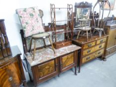 VICTORIAN WALNUTWOOD AM MAHOGANY TWO PIECE BEDROOM SUITE COMPRISING; A WASHSTAND WITH VEINED