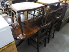 A REPRODUCTION MAHOGANY SERPENTINE FRONTED SIDEBOARD, and a MATCHING EXTENDING REPRODUCTION TWIN