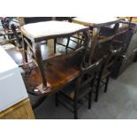 A REPRODUCTION MAHOGANY SERPENTINE FRONTED SIDEBOARD, and a MATCHING EXTENDING REPRODUCTION TWIN