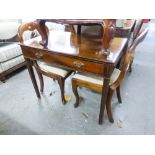 A GEORGE III MAHOGANY SIDE TABLE WITH FRIEZE DRAWER ON SQUARE MOULDED LEGS