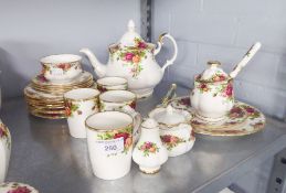 ROYAL ALBERT CHINA 'OLD COUNTRY ROSES' TEA WARES ETC... 23 pieces viz TEAPOT, SUGAR BASIN, FOUR