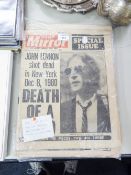 BEATLES/JOHN LENNON,THREE NEWSPAPERS RELATING TO THE SHOOTING OF JOHN LENNON to include; The Daily