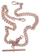 A 9ct rose gold double watch Albert chain