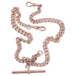 A 9ct rose gold double watch Albert chain