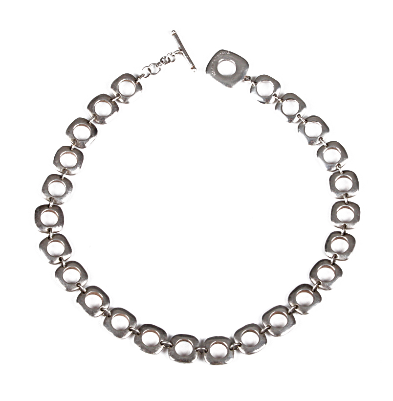 Tiffany & Co. Elsa Perreti silver square cushion link necklace,