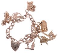 A 9ct gold charm bracelet,