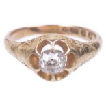 An early Victorian single stone diamond set ring