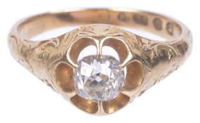 An early Victorian single stone diamond set ring