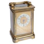 A Mappin & Webb London brass four glass carriage clock, late 19th/early 20th century