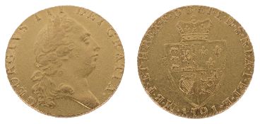 A 1791 George III guinea gold coin