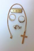 A Victorian diamond set brooch and other jewellery