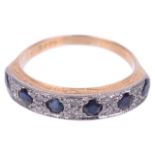 A sapphire and diamond half eternity ring