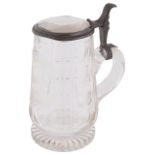 A Bohemian engraved glass tankard, in the style of Franz Paul Zach