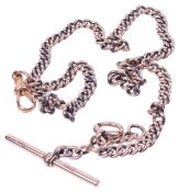 An Edwardian 9ct rose gold watch Albert chain