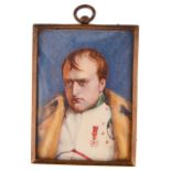 A French early 19th century miniature on ivory of Napoleon