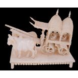 A late 19th century Indian carved ivory tableau of Mughal dignitaries