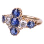 A good quality large Victorian sapphire and diamond fancy ring,