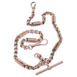 A Victorian fancy link rose coloured watch Albert chain