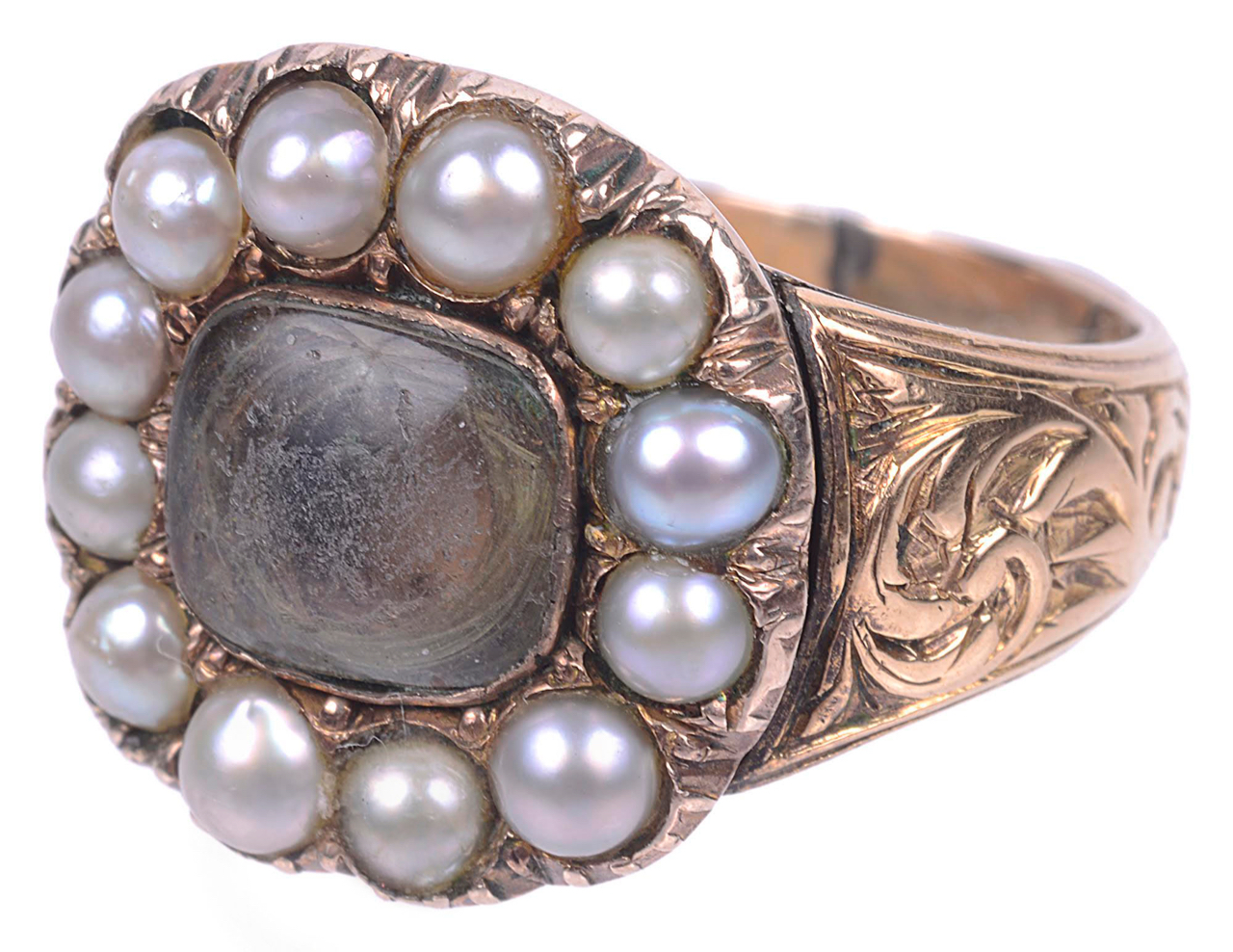 A Georgian pearl set memorial ring, dated 1816 - Image 2 of 2
