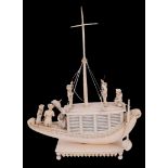 A late 19th century carved Indian ivory model of a dhow